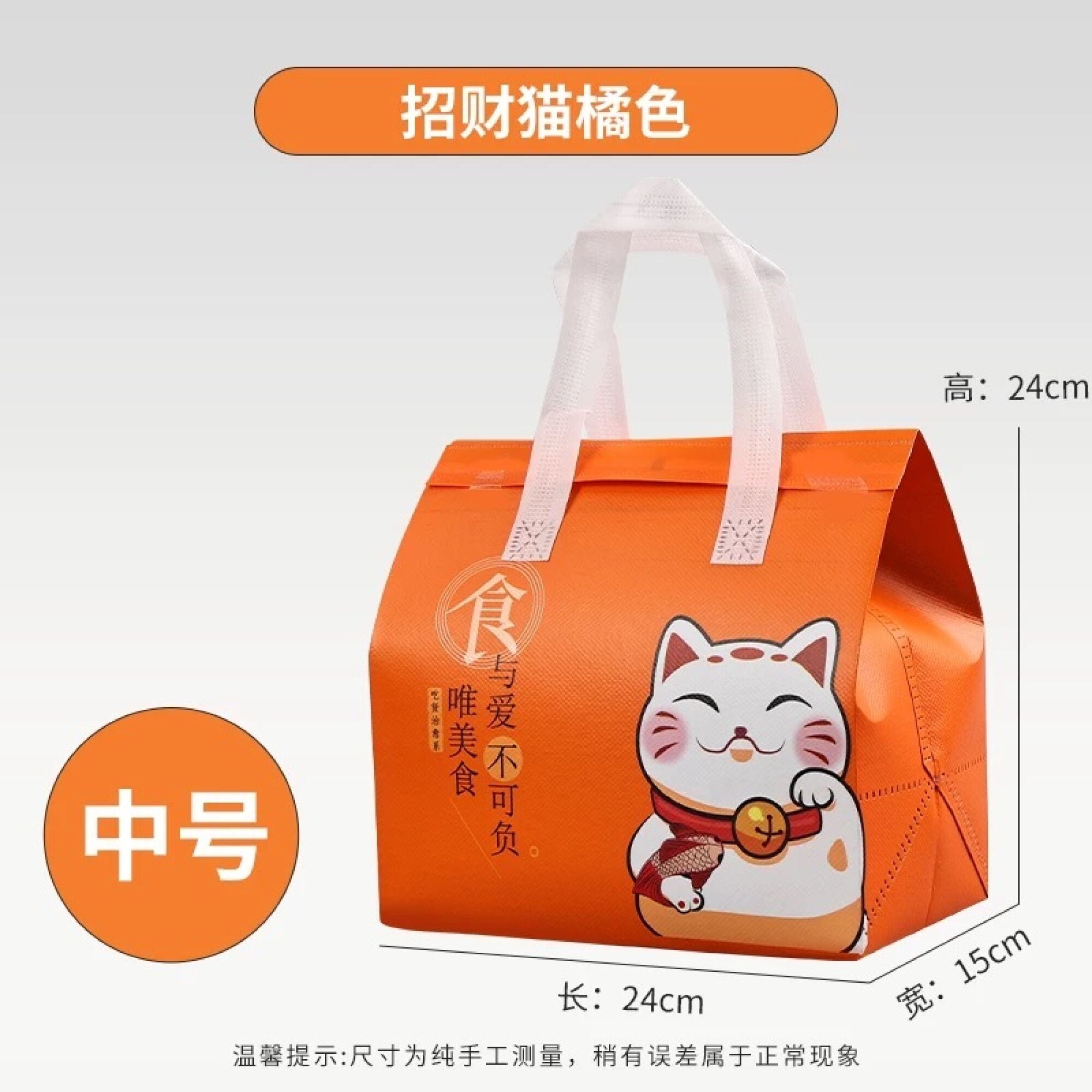 Bolsa termica 2K naranja gato de la fortuna 24 x 25 x 14 - 500 unidades