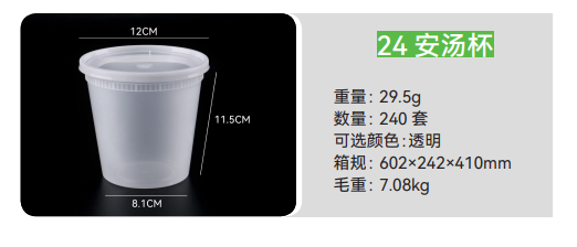 Envase plástico redondo 24 oz antiderrame - 240 unidades