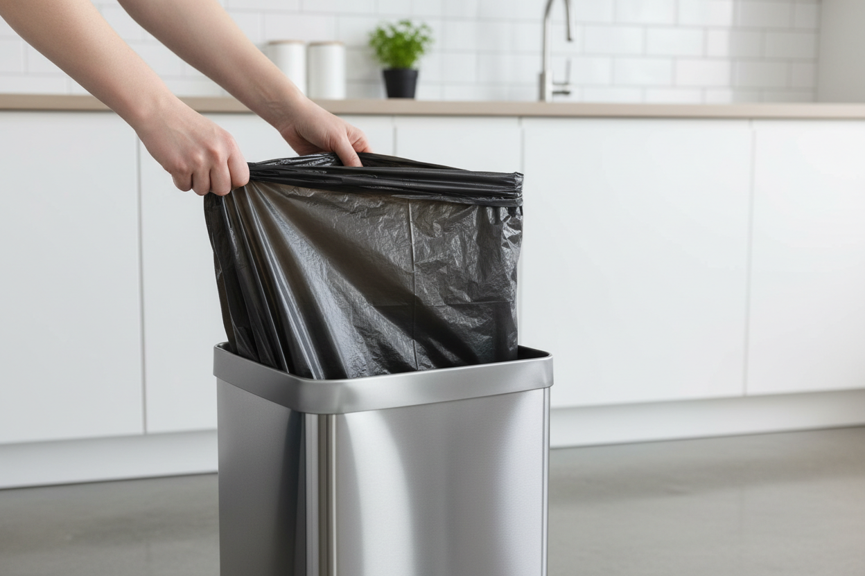 video de uso de bolsa de basura negra de 70 x 90